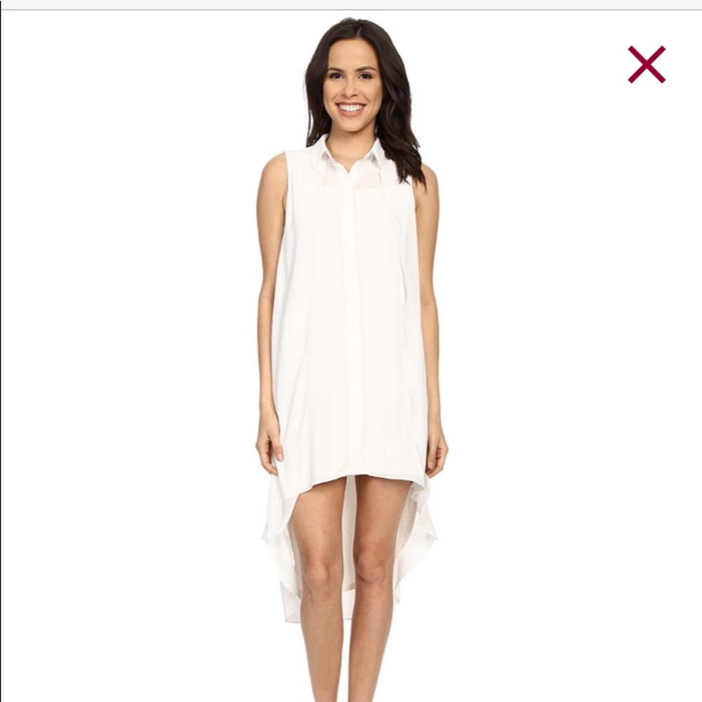 Brigitte Bailey- Siomara white Sleeveless Collared High-low w/slip dress NWOT